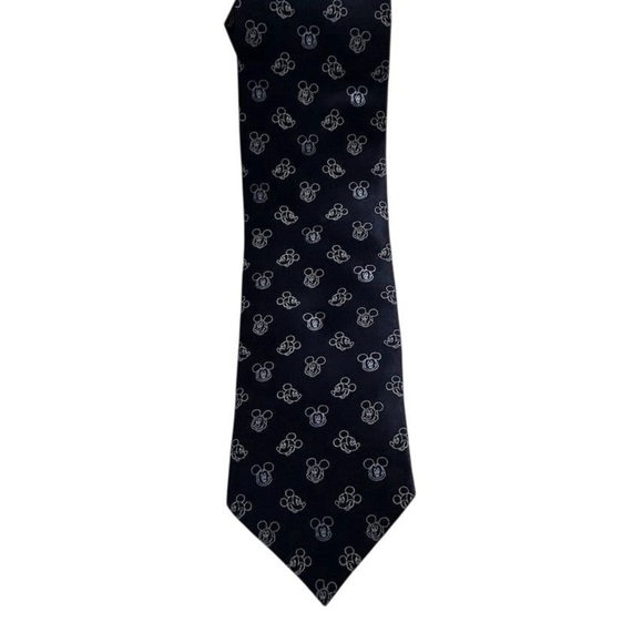 Disney Mickey Mouse Geometric Silk Necktie Black Classic - Picture 8 of 9